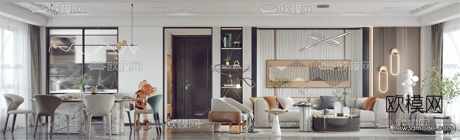 Modern Style Interior 3D Blocks – Living Room 3D Model – 146 – VRAY