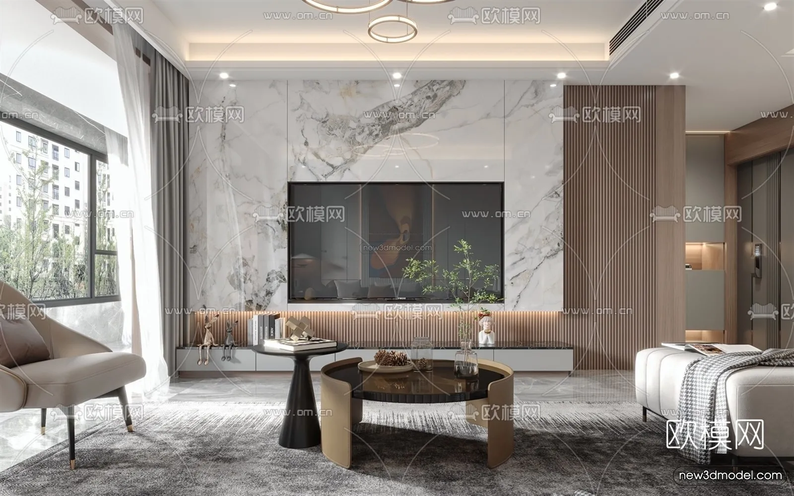 Modern Style Interior 3D Blocks – Living Room 3D Model – 147 – VRAY