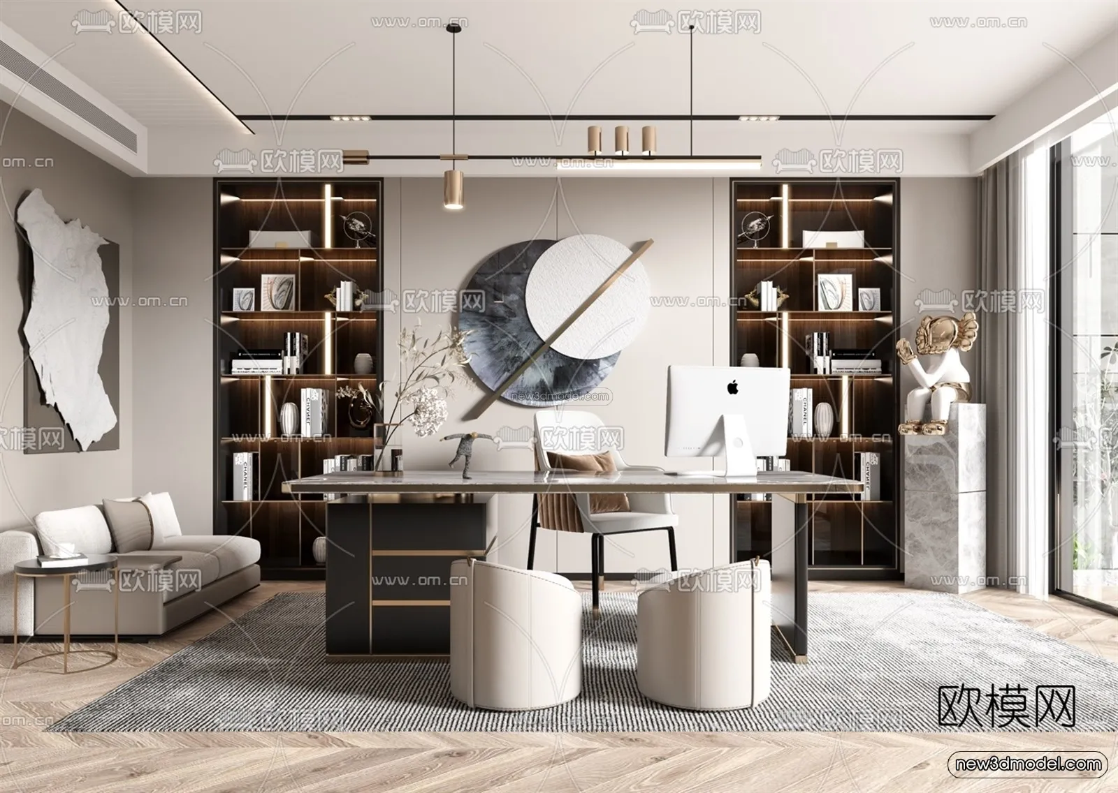 Modern Style Interior 3D Blocks – Study 3D Model – 272 – VRAY