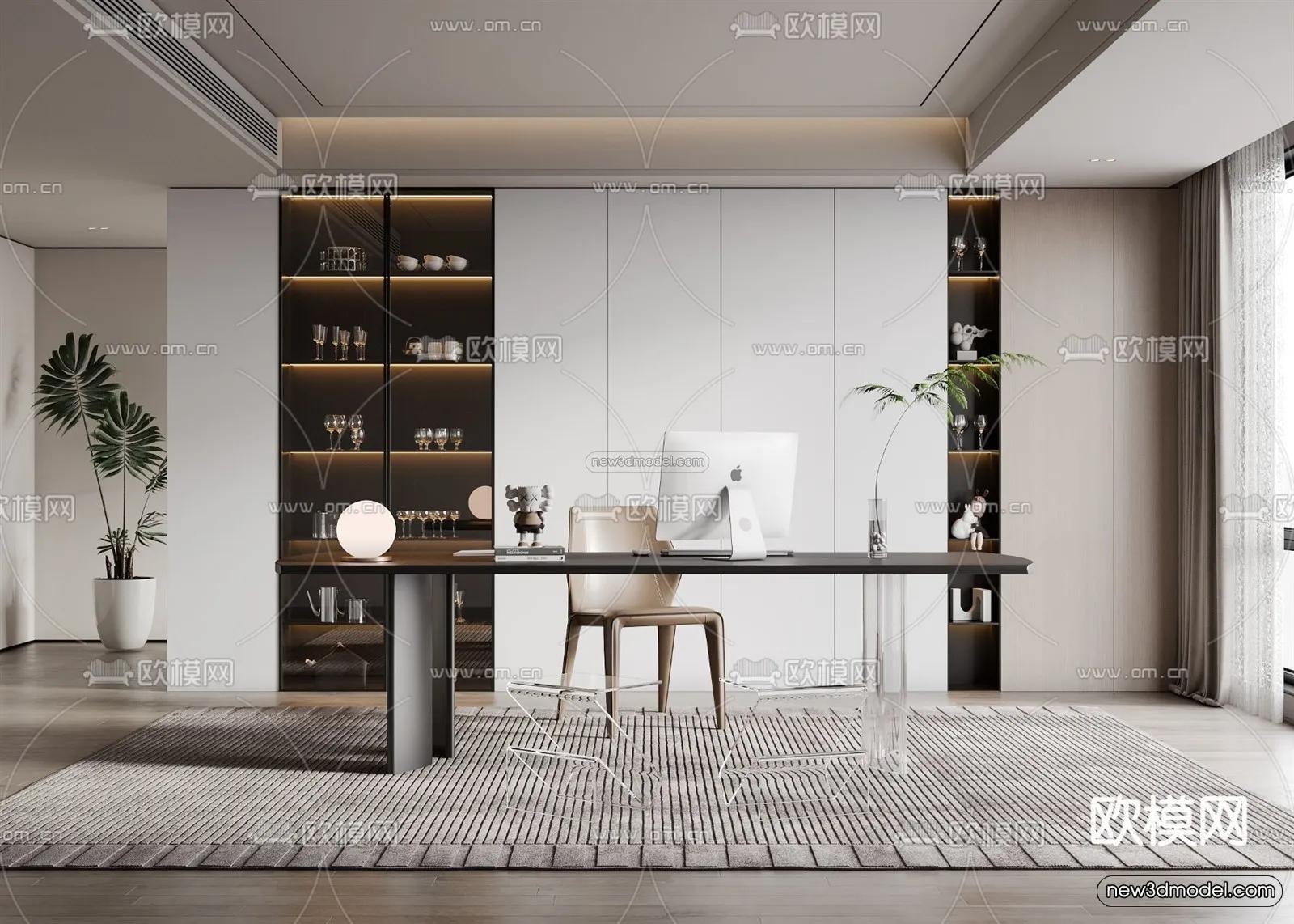 Modern Style Interior 3D Blocks – Study 3D Model – 274 – VRAY