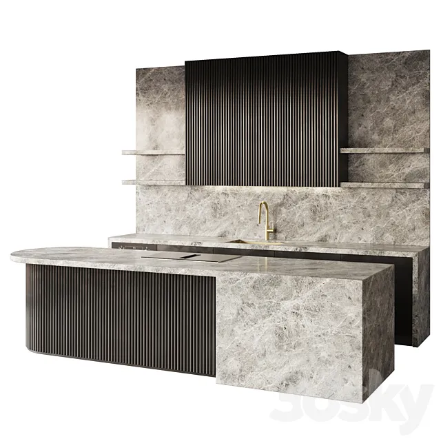 Modern style kitchen with island Kitchen 09 3D Model Modern style kitchen with island Kitchen 09 3D Model