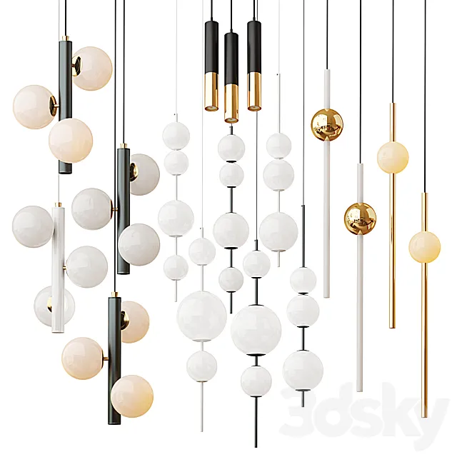 Modern Style Lighting Set 3 Lampatron; Delightfull; Lee broom 3D Model