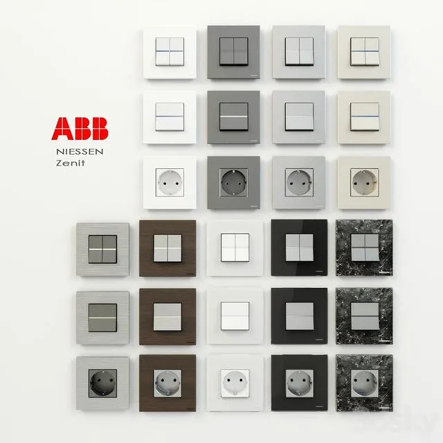 Modern switches ABB Zenit 3D Model Modern switches ABB Zenit 3D Model