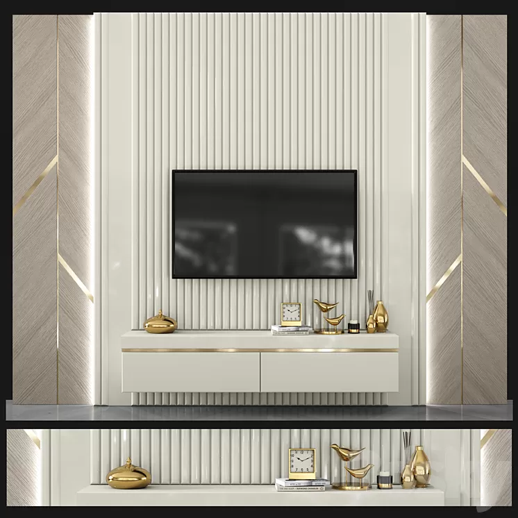 Modern TV Shelf set15 3D Model