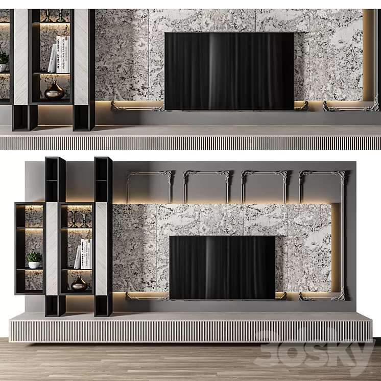 Modern TV Wall 24 3D Model Free Download
