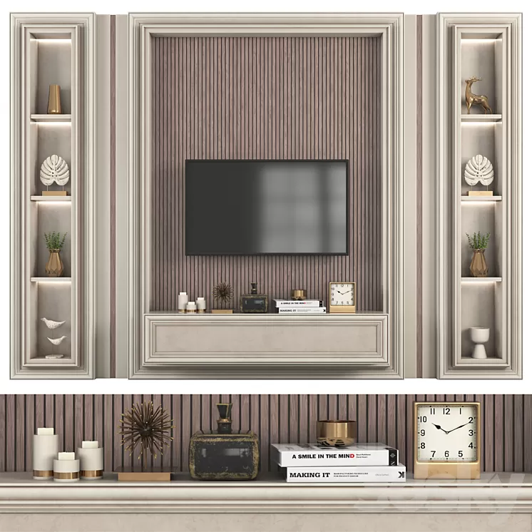 Modern TV Wall set147 3D Model Free Download