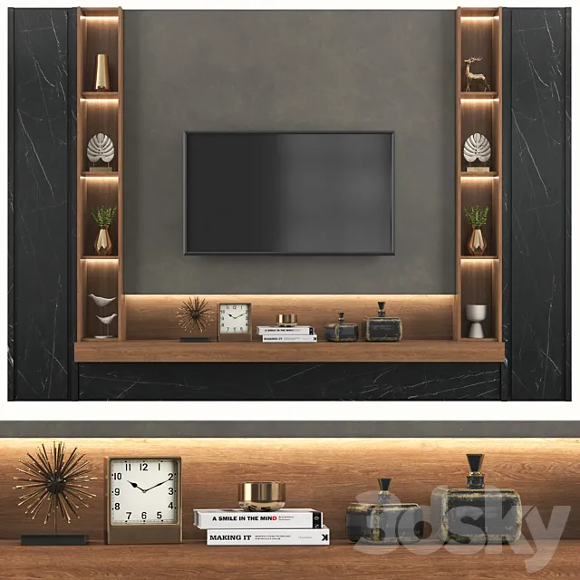 Modern TV Wall set152 3D Model