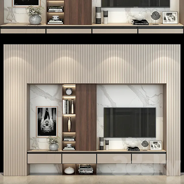 Modern TV Wall set190 3DModel Modern TV Wall set190 3DModel