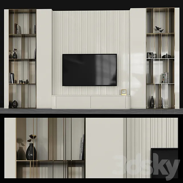 Modern TV wall set20 3D Model