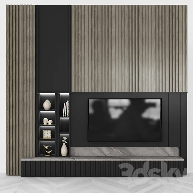 Modern TV Wall set43 3DModel Modern TV Wall set43 3DModel