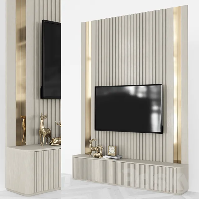 Modern TV Wall set46 3D Model Modern TV Wall set46 3D Model