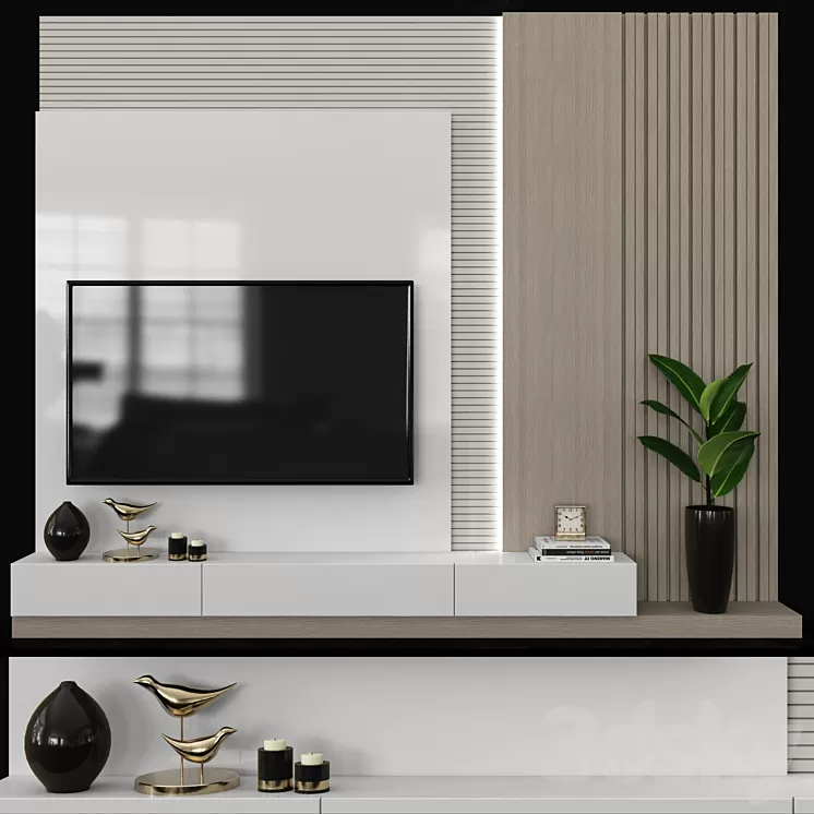 Modern TV Wall set64 3D Model
