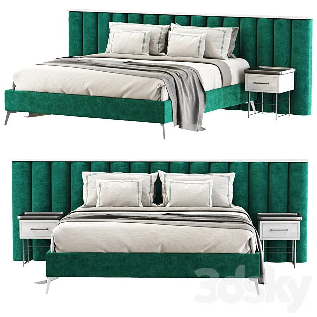 Modern velor green double bed GS69 _ Double velor bed GS69 3D Model Modern velor green double bed GS69 _ Double velor bed GS69 3D Model