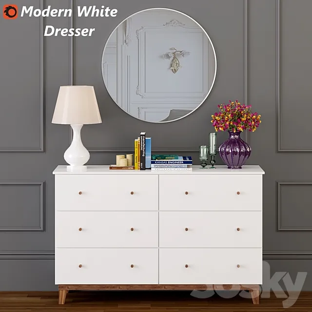 Modern White Dresser 3DModel