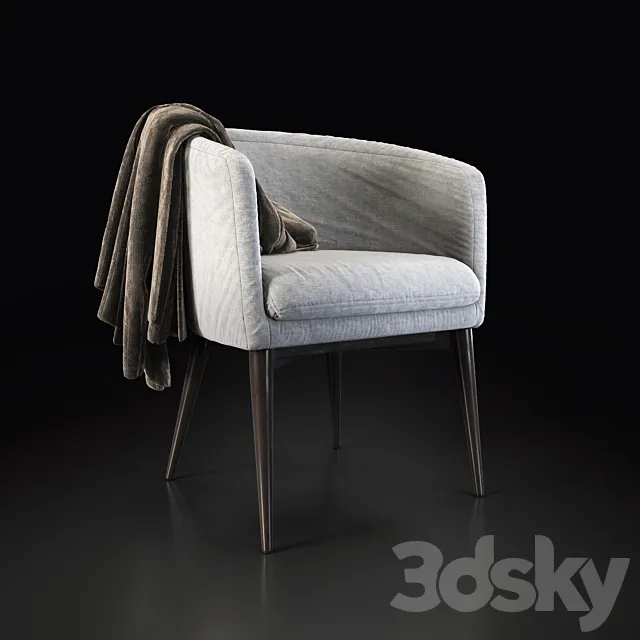 Modern white fabric chair 3D Model