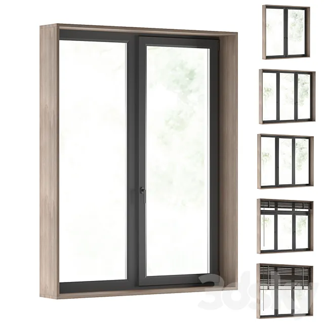 Modern windows + blinds 3D Model