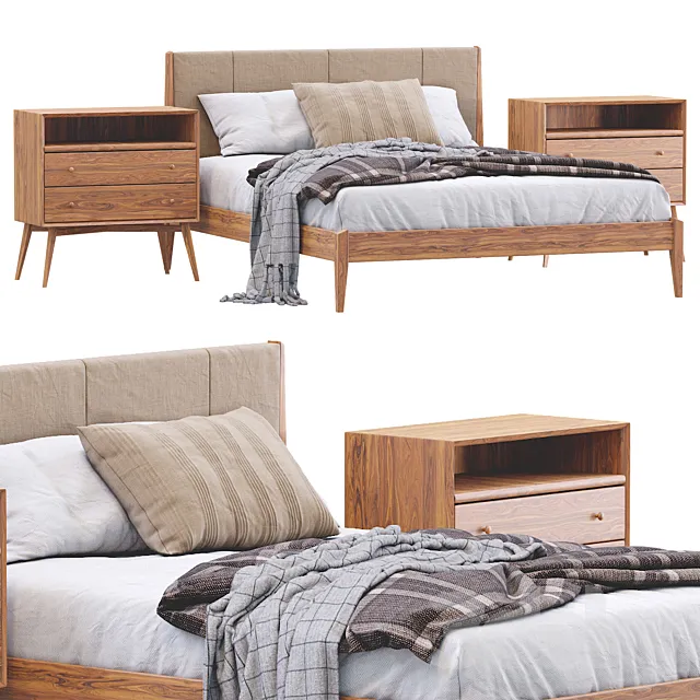 Modern Wood Bed By West Elm 3DModel Modern Wood Bed By West Elm 3DModel
