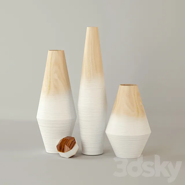 Modern Wood Ombre Vases 3DModel