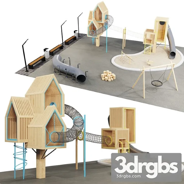 Modern Wooden Playground 1 3D Model Download Modern Wooden Playground 1 3D Model Download