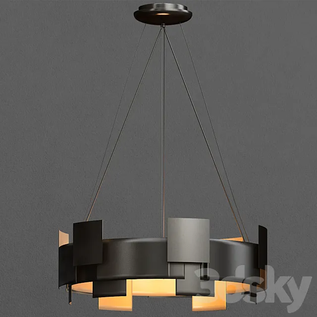 Moderne Chandelier Pendant LED. Olde Bronze 3DModel