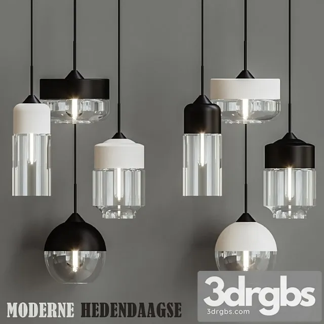 Moderne hedendaagse retro art metal glazen hanger lampen_3 3D Model Download