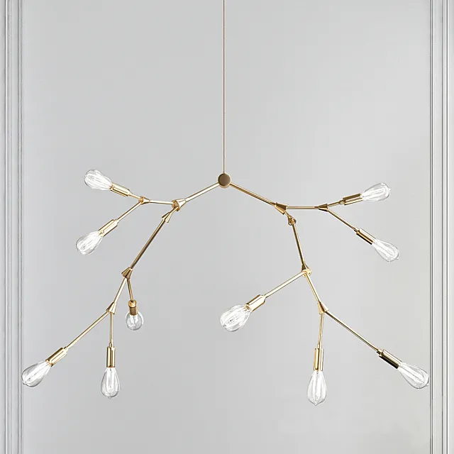Modernist Branching Brass Chandelier Industrial 3DModel Modernist Branching Brass Chandelier Industrial 3DModel
