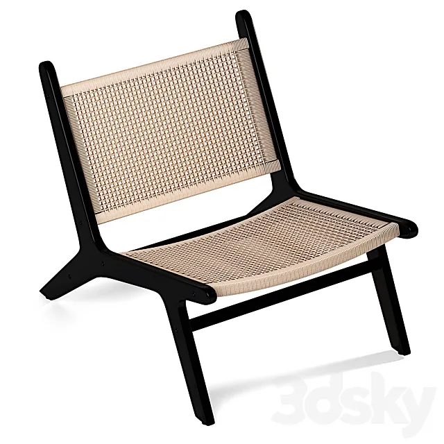 Modica Accent Armchair Rattan & Matte Black 3D Model
