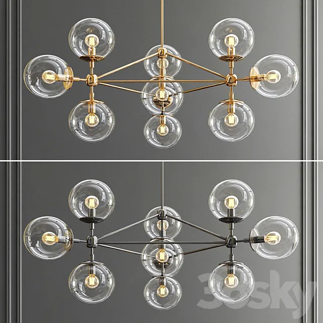 Modo 10 Bulb Chandelier 3D Model