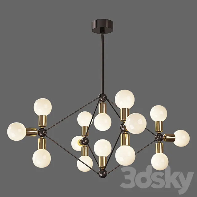 Modo Chandelier 14 Milk Bulb 3D Model Modo Chandelier 14 Milk Bulb 3D Model