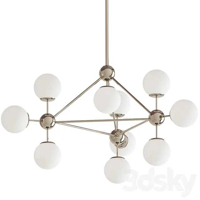 Modo Chandelier White Glass 3D Model