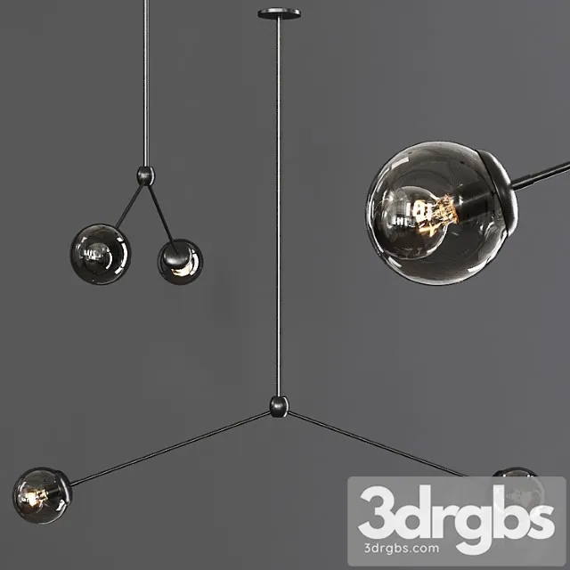 Modo pendant 2 globes black and gray glass 3D Model Download