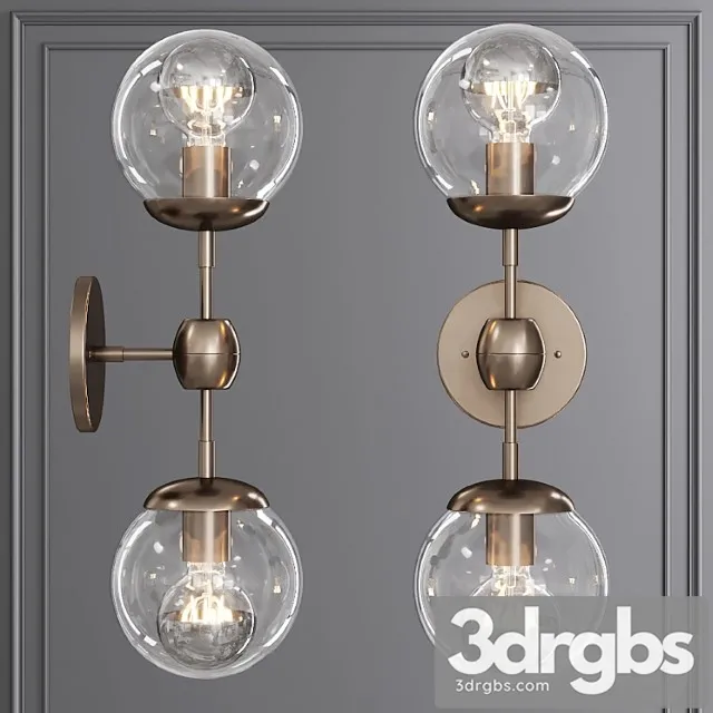 Modo sconce 2 globes bronze and clear glass 3D Model Download
