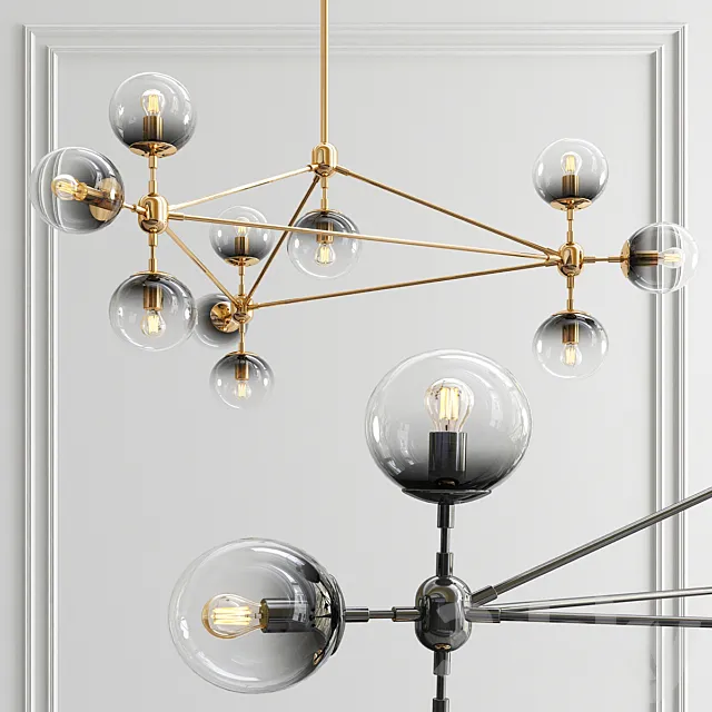 Modo Smoky Glass Chandelier 3D Model