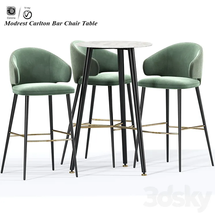 Modrest Carlton Bar Stool And Table 3D Model Free Download