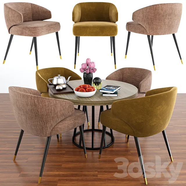 Modrest Carlton Dining Chair Set With Parquet 3D Model