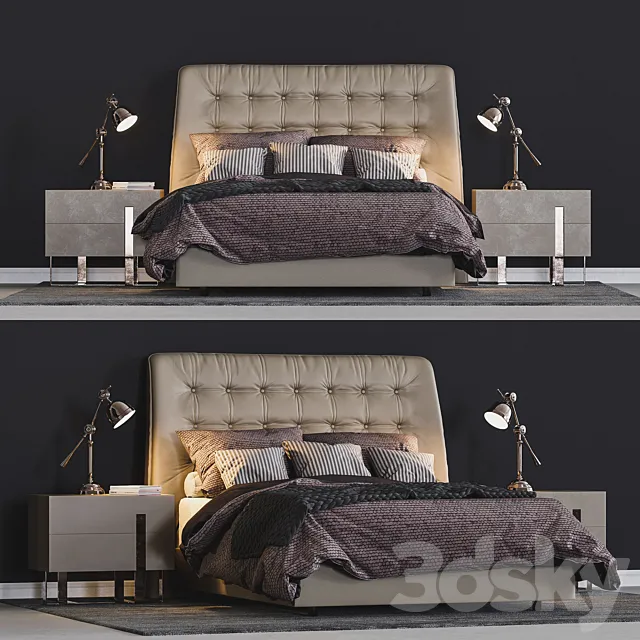 Modrest Codex Mid-Century Gray Leatherette Bed 3DModel Modrest Codex Mid-Century Gray Leatherette Bed 3DModel
