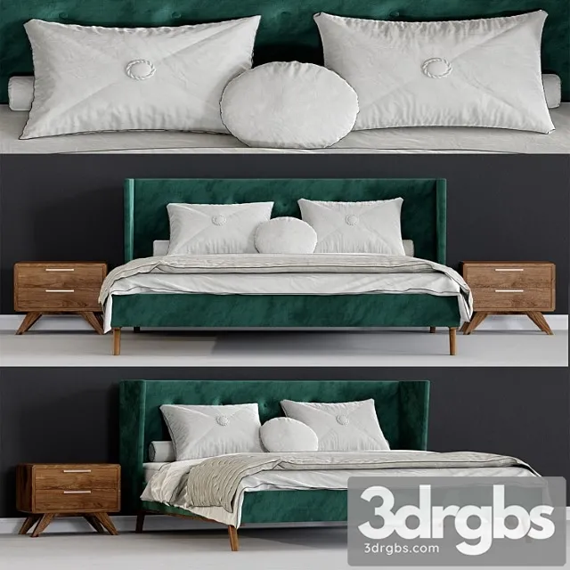Modrest Durango Modern Green Fabric Walnut Bed 3D Model Download Modrest Durango Modern Green Fabric Walnut Bed 3D Model Download