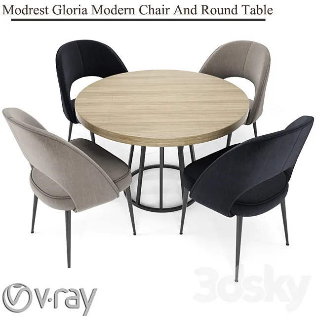 Modrest Gloria Modern Chair And Round Table 3DModel