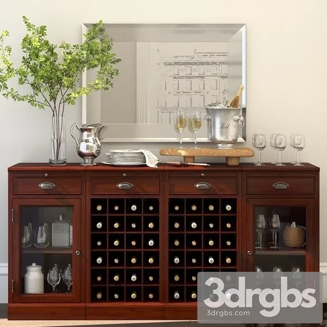 Modular Bar Buffet Wine Grid Bases Cabinet 3D Model Download