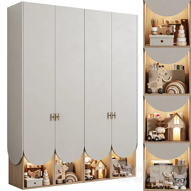 Modular children’s wardrobe in a modern style 06 3D Model