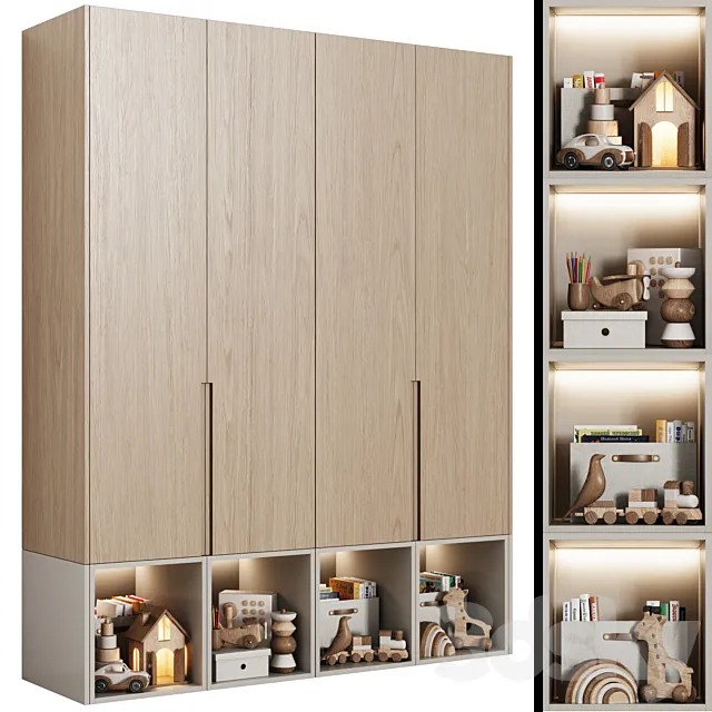 Modular children’s wardrobe in a modern style 07 3D Model