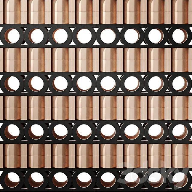 Modular decorative partition JALI NEUTRO & NERO by Mutina 3D Model