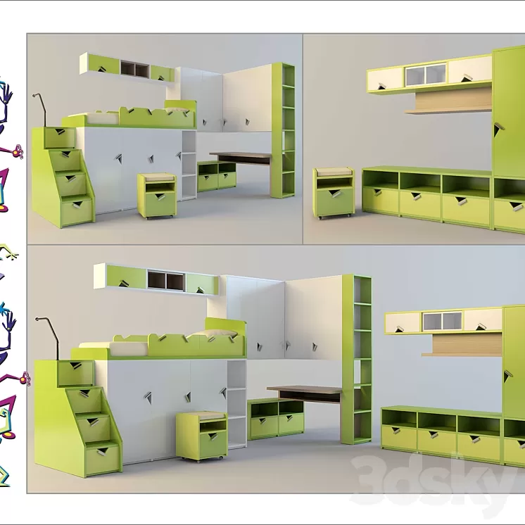 Modular furniture for the nursery. 3D Model