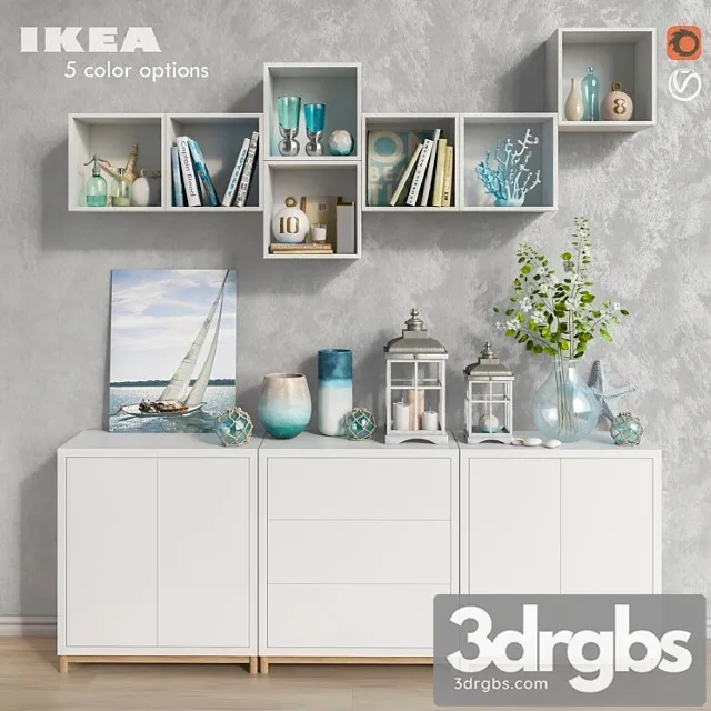 Modular furniture ikea accessories and decor set 8 2 3D Model Download