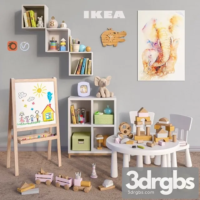 Modular Furniture Ikea Accessories Decor and Toys Set 5 3D Model Download
