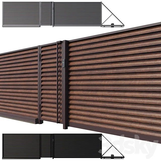 modular louvered fencing 3D Model