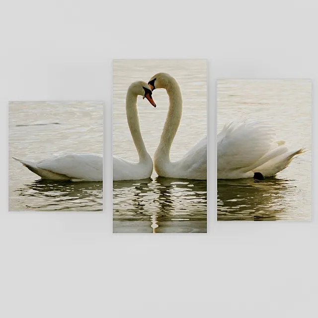 Modular painting on canvas “A pair of swans”. 3D Model Modular painting on canvas “A pair of swans”. 3D Model