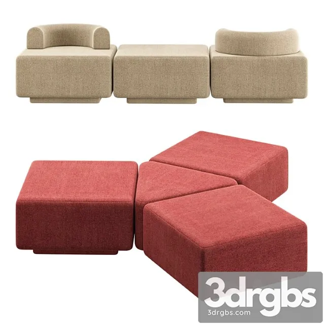 Modular pouf plump 2 3D Model Download
