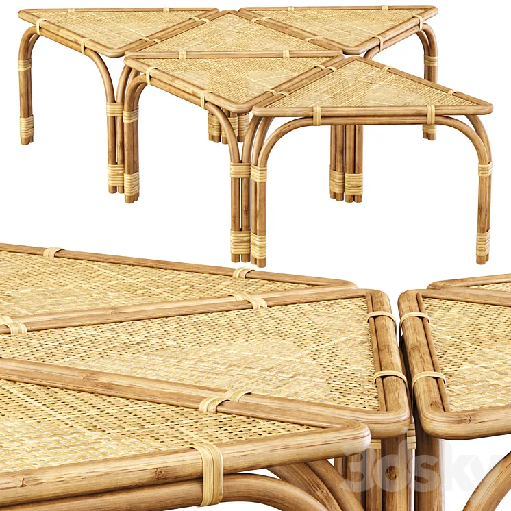 Modular rattan tables 3D Model Free Download