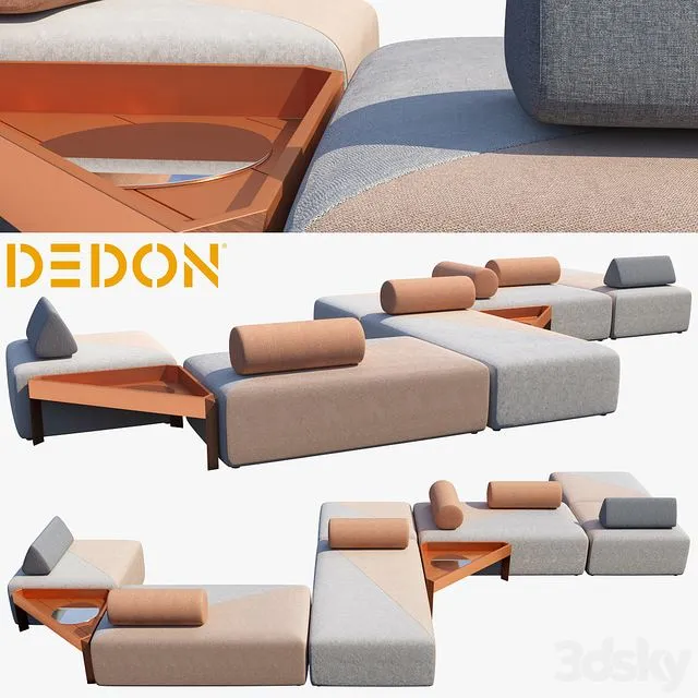 Modular sofa Brixx Dedon 3D Model Modular sofa Brixx Dedon 3D Model